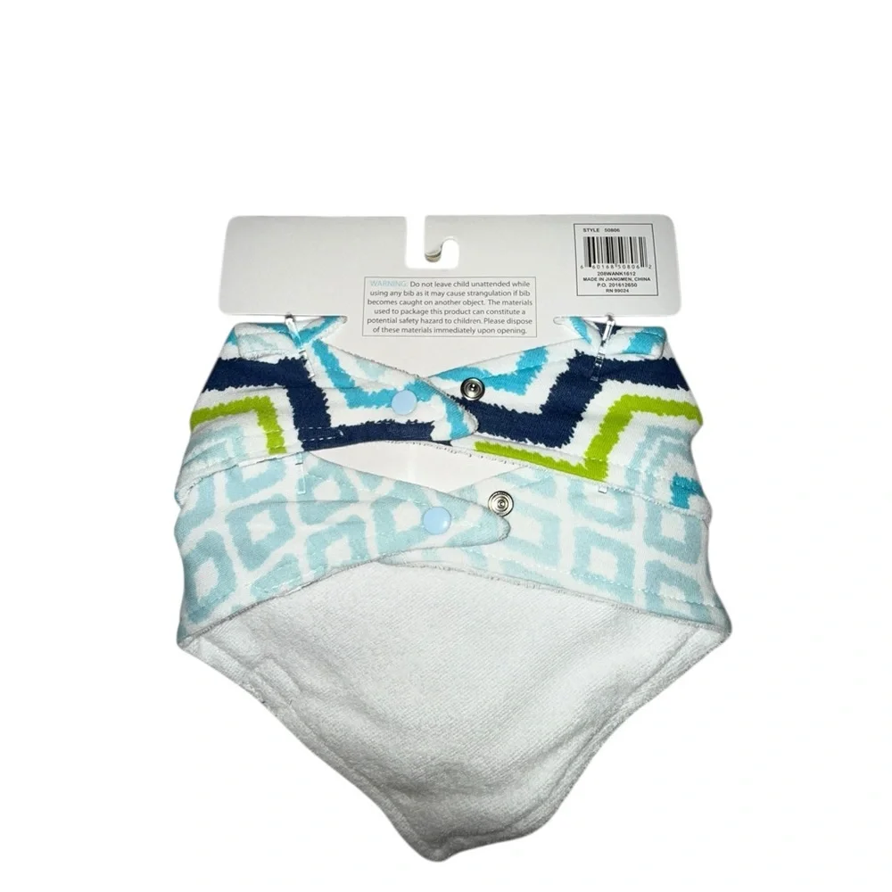 🔥3/$20🔥 Hudson Baby Chevron Bandana Bibs - Blue and Green 2 Pack